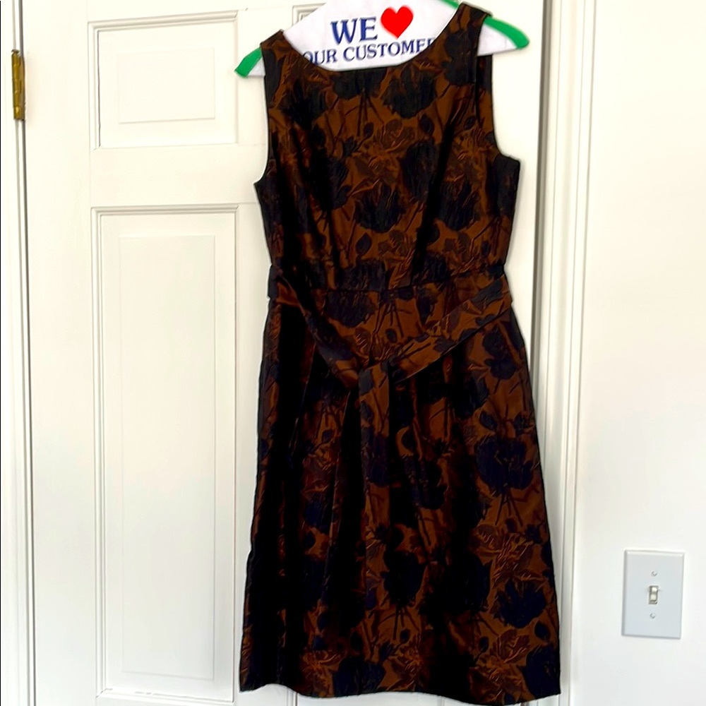 Talbots Vintage Elegant Black and Brown Floral Dress